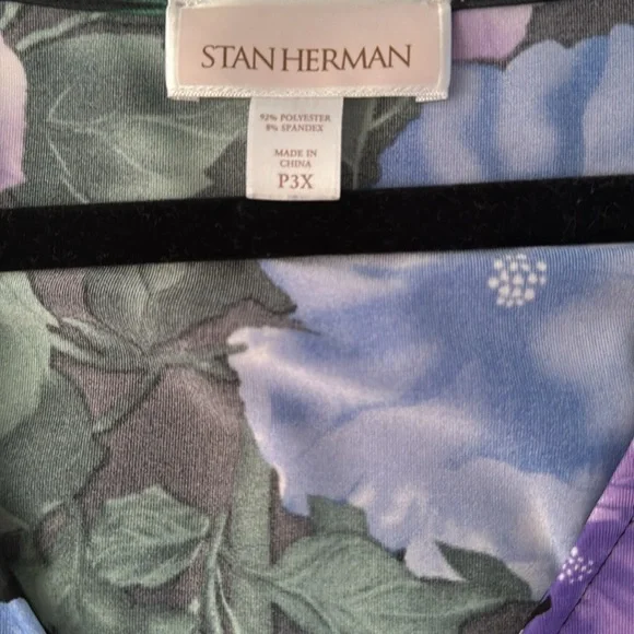 Stan Herman Silky Jersey Hibiscus plus dress size 3X - Picture 5 of 9